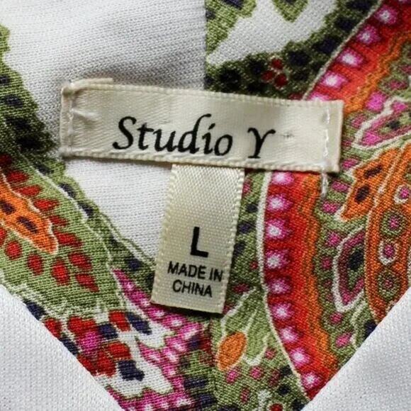 Studio Y Boho Beaded Sequined Sleeveless Blouse Size L - Picture 9 of 10